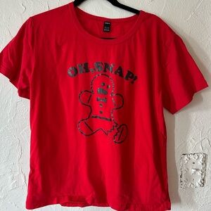SHEIN red “oh snap” holiday t-shirt sz x-large